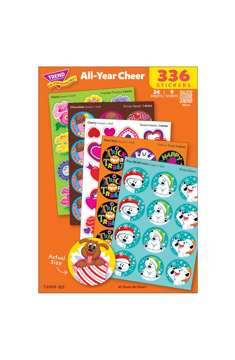 TREND Scratch N Sniff All Year Cheer 336 Count Scented Stickers, Alternate, color, Multicolored