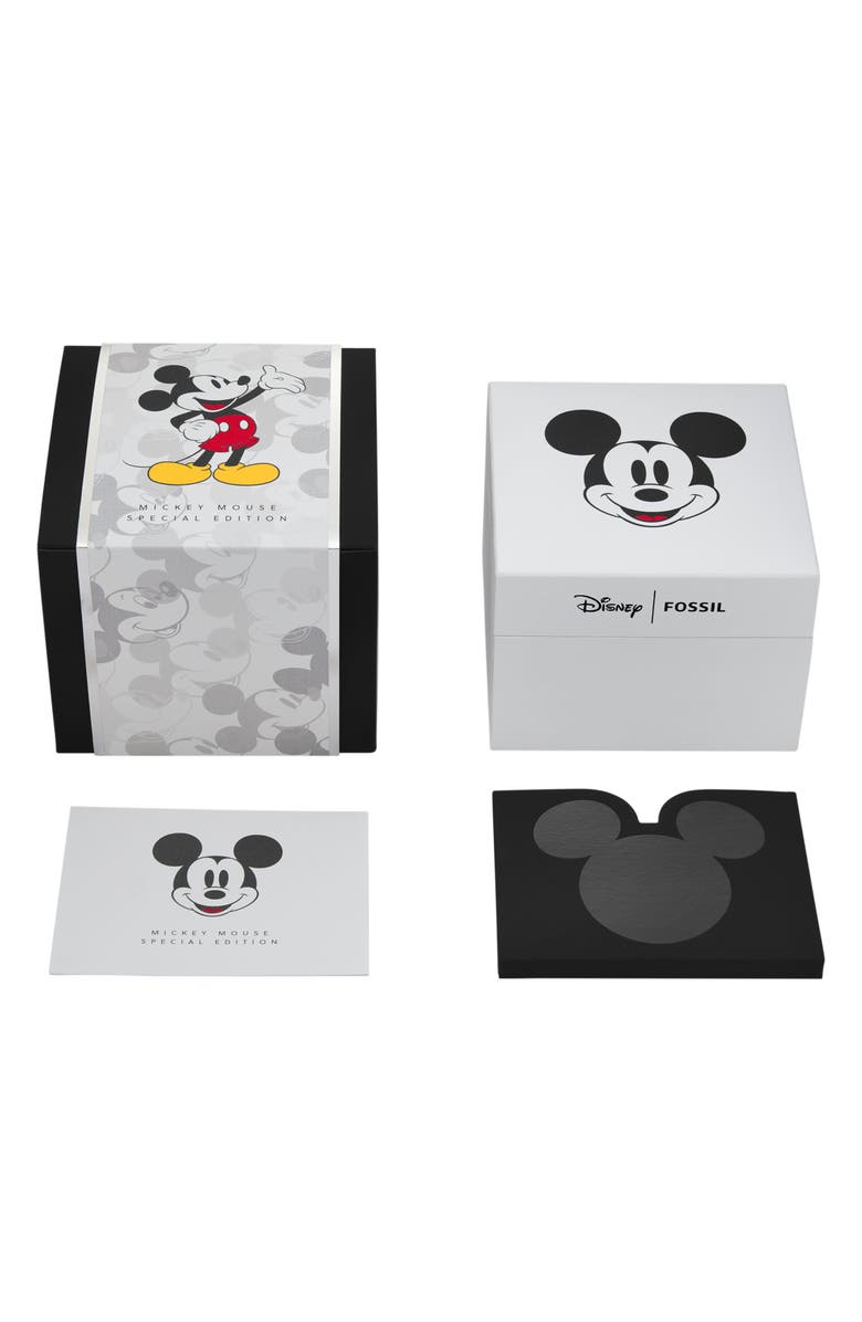 Fossil x Disney Classic Disney Mickey Mouse Leather Strap Watch, Alternate, color,