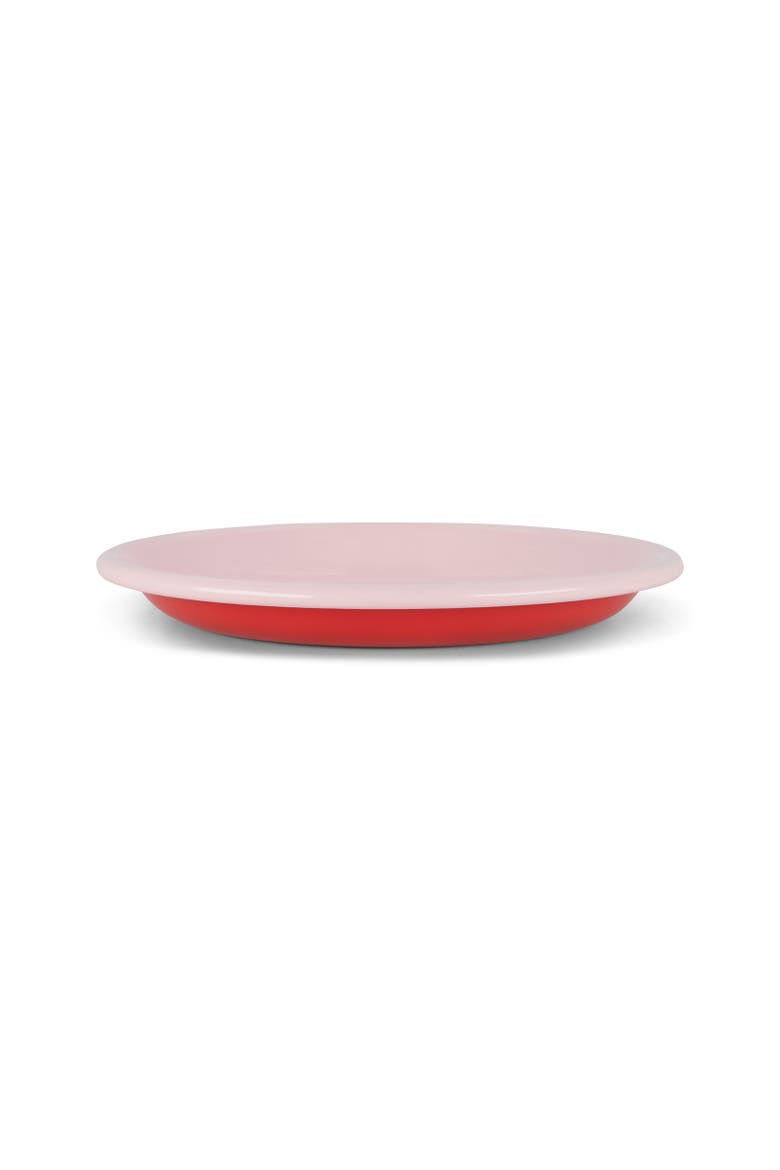Two Tone Enamel Side Plate - Set of 4, Alternate, color, Red & Pink