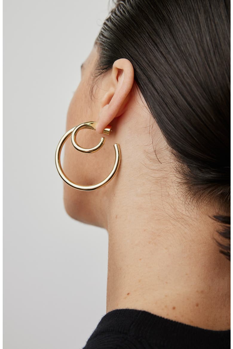 Double Lilly Baby Hoops, 1.5-Inch, Alternate, color, GOLD