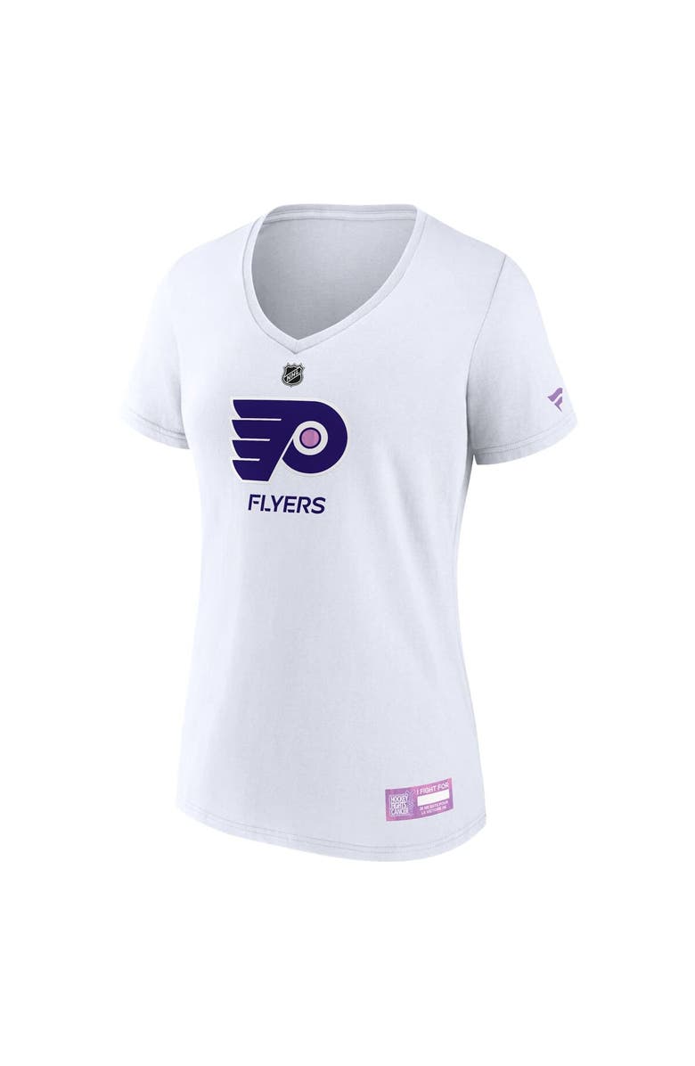 FANATICS Women's Fanatics White Philadelphia Flyers 2024 Hockey Fights Cancer V-Neck T-Shirt, Alternate, color, White