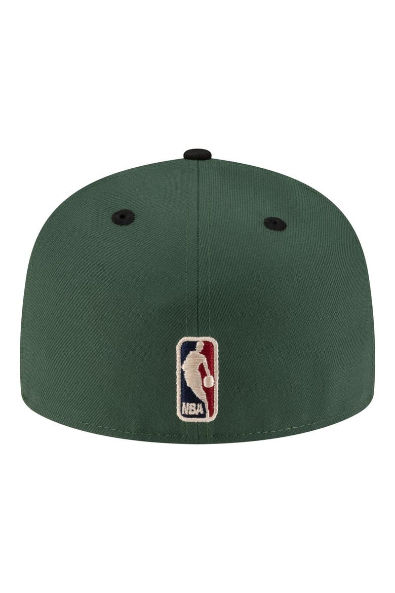 Men's New Era  Hunter Green/Black Milwaukee Bucks 80s Throwback 59FIFTY Fitted Hat, Alternate, color, Hunter Green