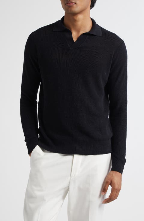 Skipper Long Sleeve Linen & Cotton Polo