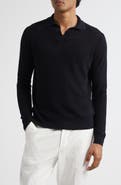 Thom Sweeney Skipper Long Sleeve Linen & Cotton Polo