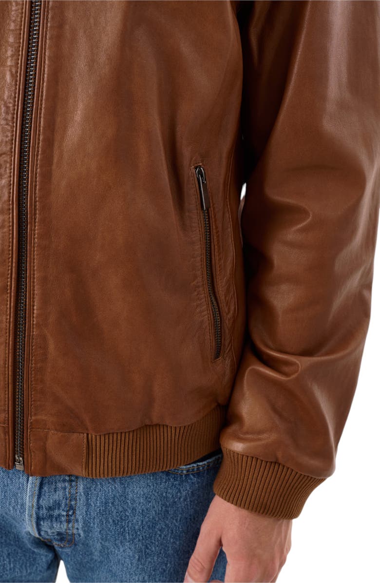 REGENCY Zip Leather Jacket, Alternate, color, Cognac