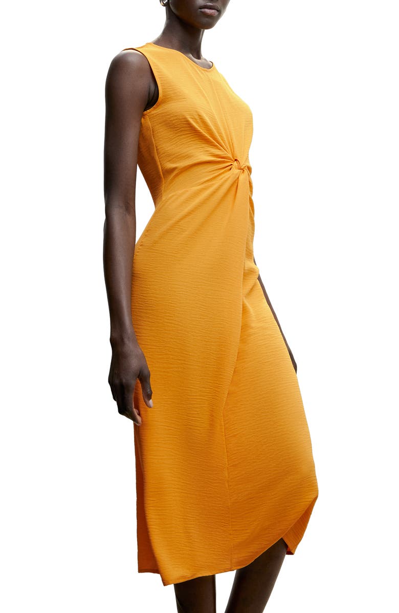 MANGO Textured Knotted Midi Dress, Alternate, color, 
