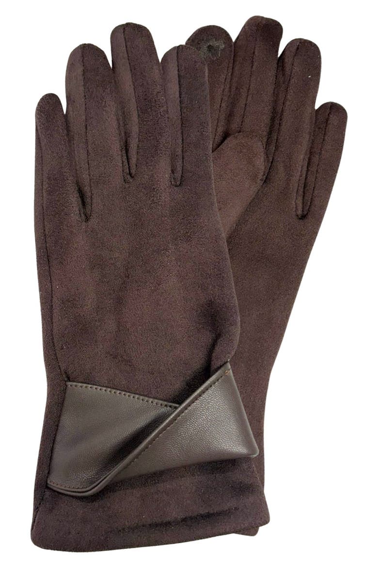 Tech Faux Suede Twisted Gloves, Main, color, BROWN