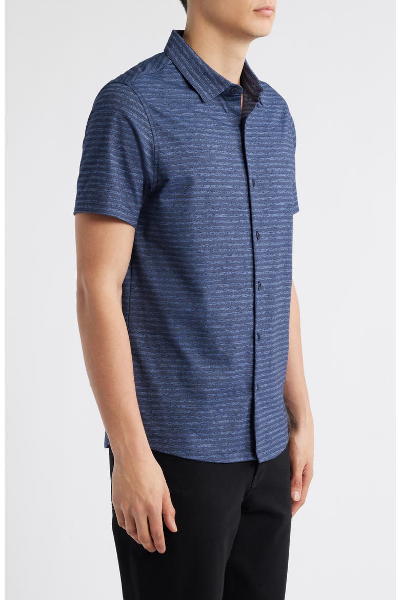 Ranger Short Sleeve Knit Button-Up Shirt, Alternate, color, NAVY