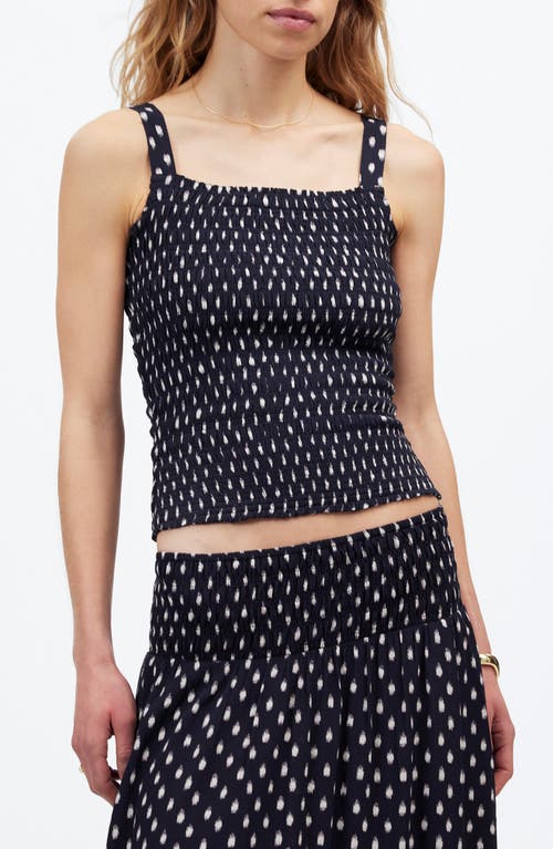 Shop Madewell Smocked Tank Top In Shibori Dot With Pink