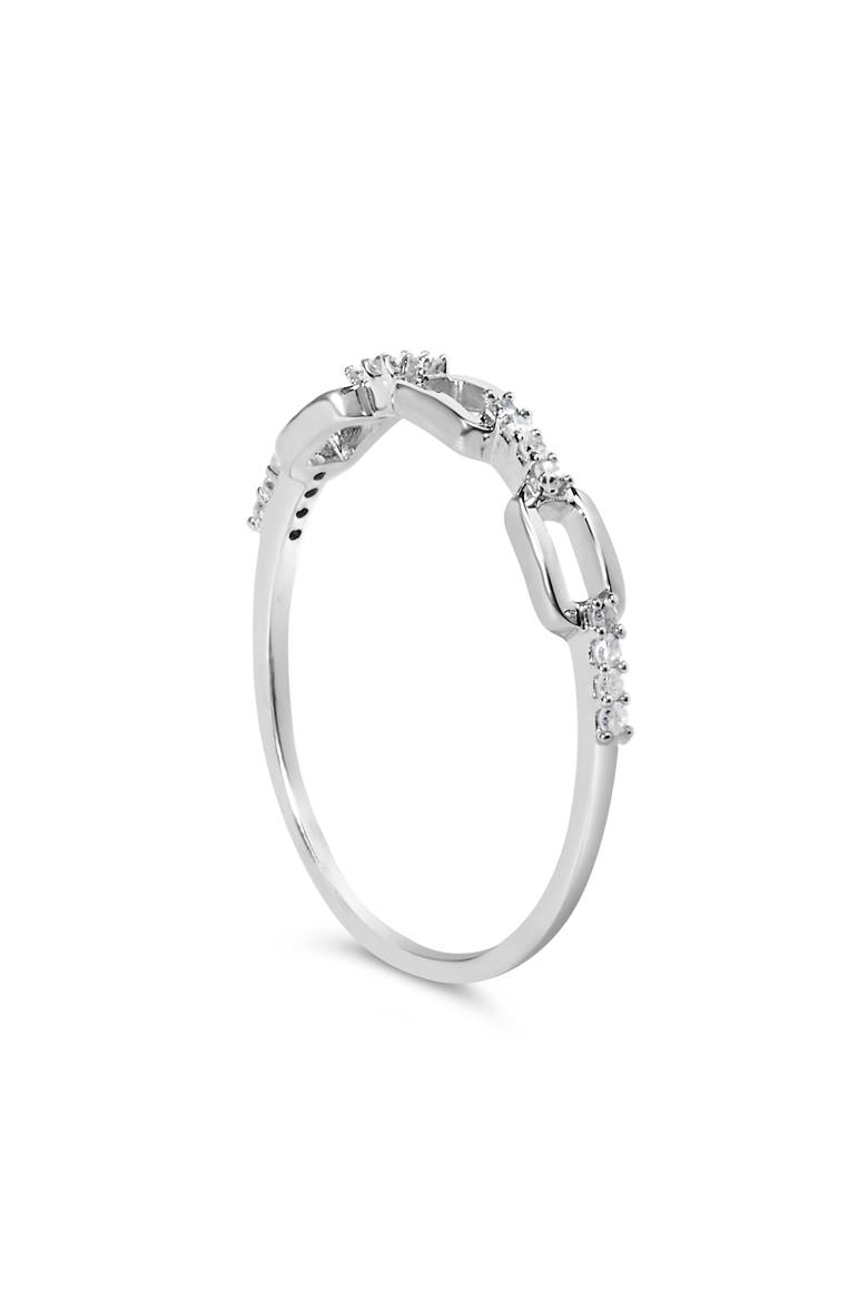 Silver Diamond Accent Paperclip Band Ring, Alternate, color, White