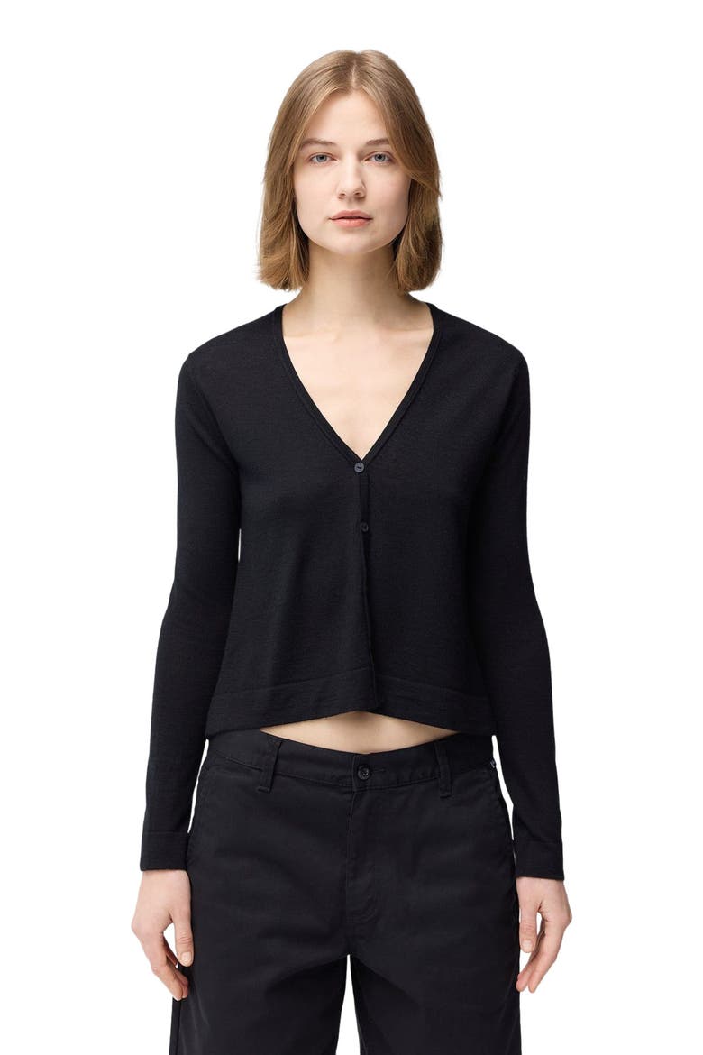 Lightweight Cashmere Silk Cardigan, Alternate, color, black