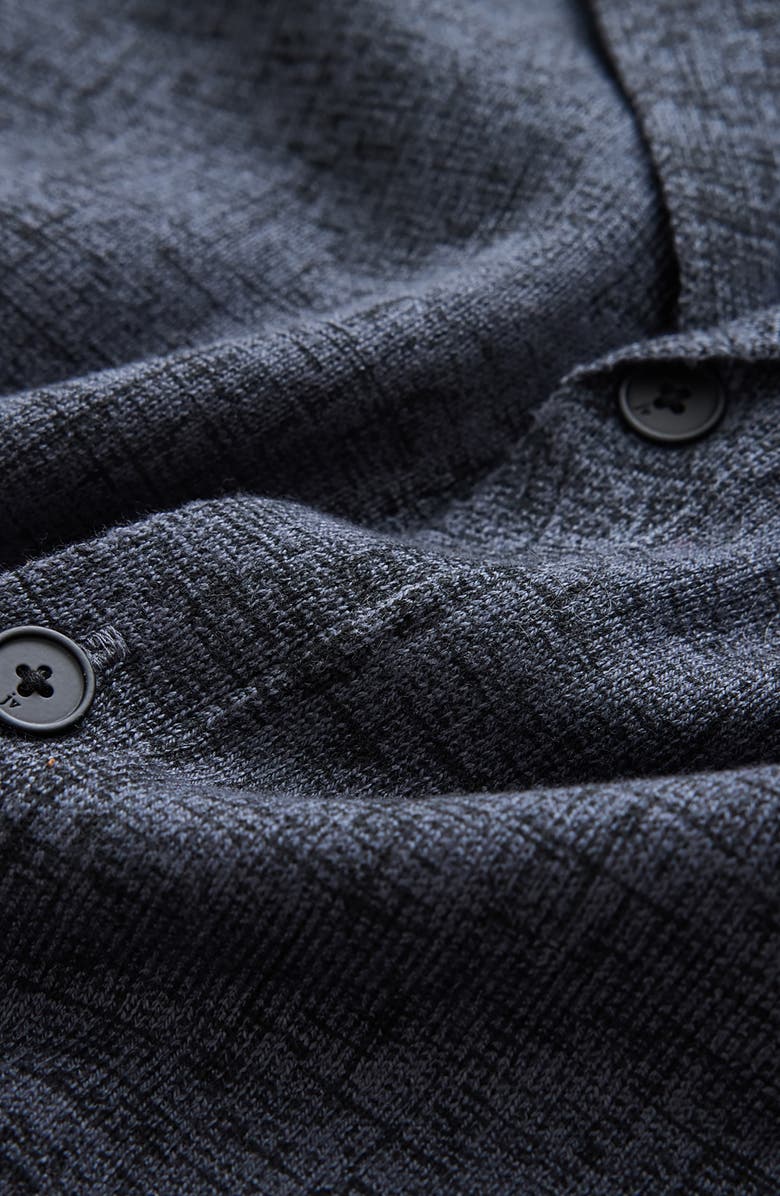 John Varvatos Nayeem Etching Print Organic Cotton Camp Shirt, Alternate, color, Charcoal Heather