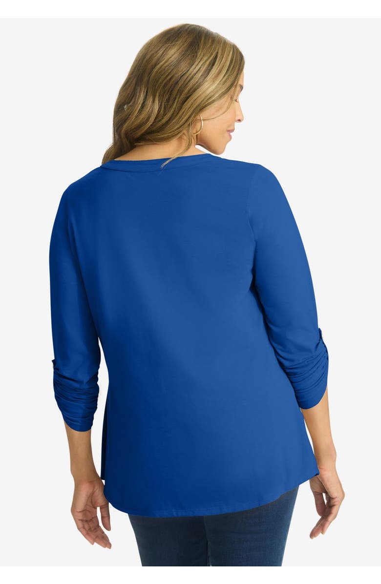 Jessica London Stretch Pleated Tunic, Alternate, color, Dark Sapphire