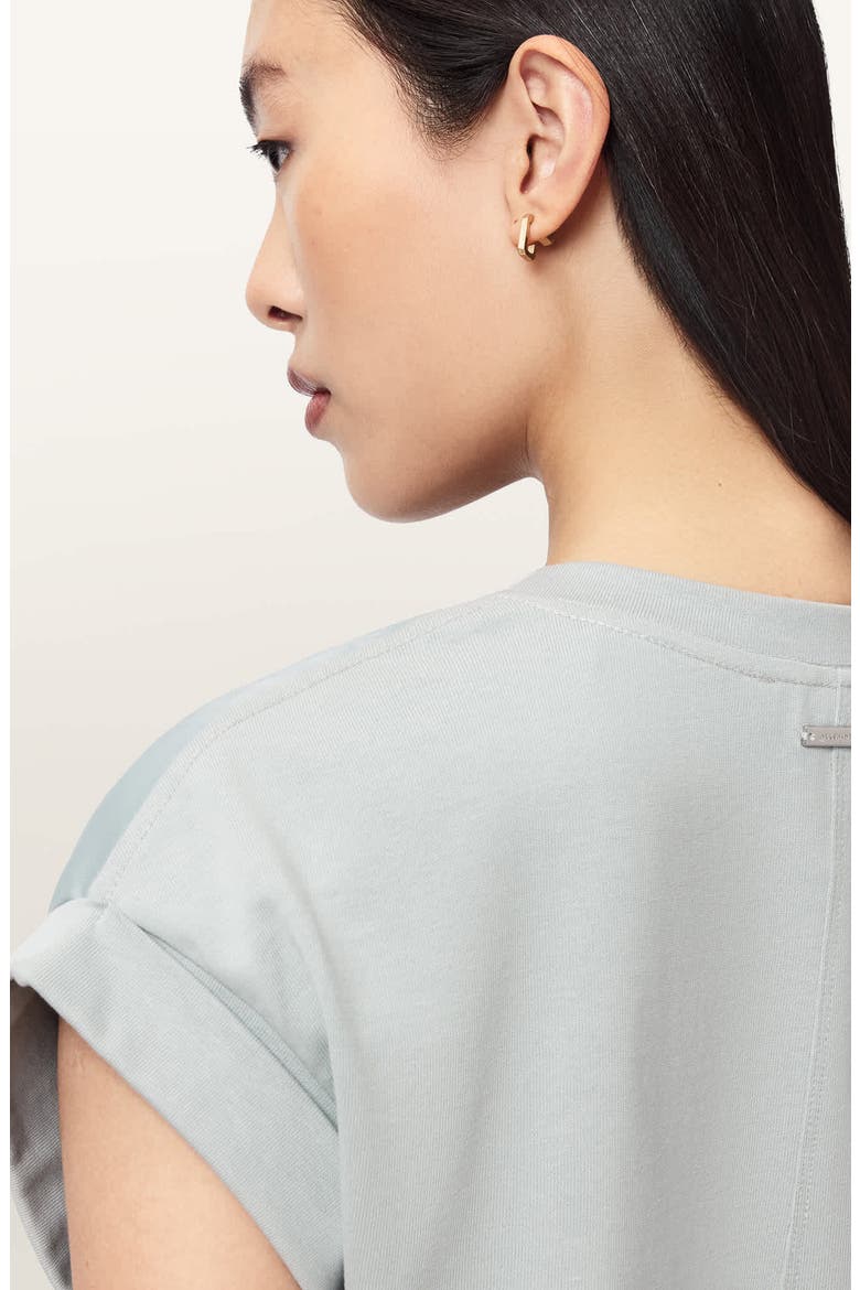 Mira Cinched Side Satin T-Shirt, Alternate, color, HIGH RISE BLUE