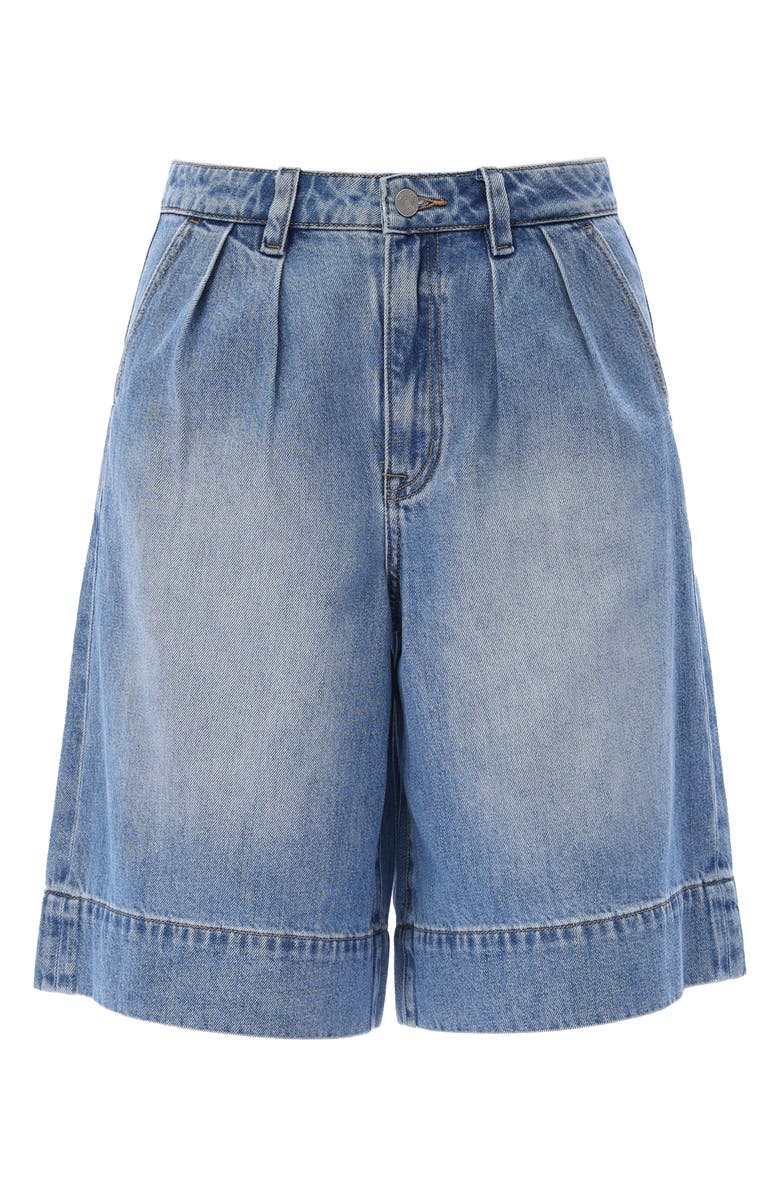Bayeas Pleated High Waist Denim Bermuda Shorts, Alternate, color, 