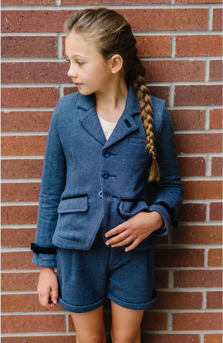 Hope & Henry Girls' Dressy Fleece Riding Blazer, Toddler, Alternate, color, Navy Herringbone Fleece