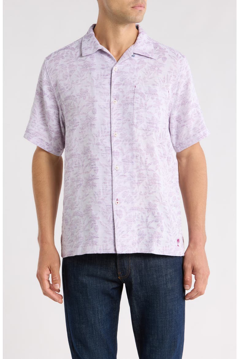 Torres Gardens Floral Jacquard Short Sleeve Button-Up Shirt, Main, color, WILD ASTER