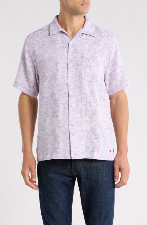 Torres Gardens Floral Jacquard Short Sleeve Button-Up Shirt