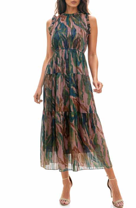 Socialite Chiffon Tiered Midi Dress