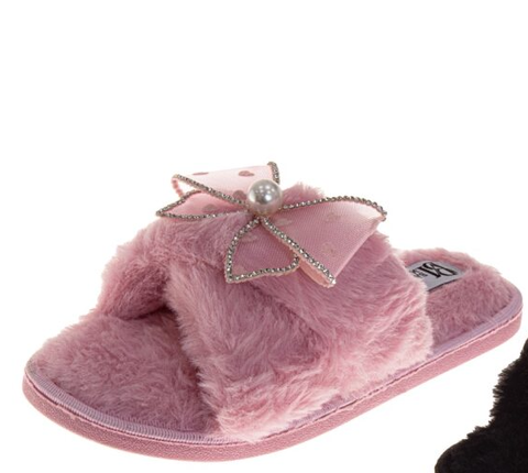Badgley Mischka Womens Bow Comfort Slippers