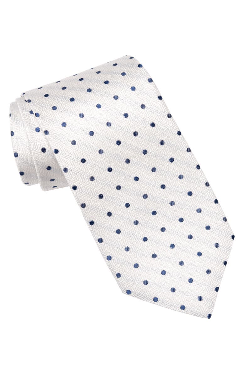 Elizabetta Tiburtina - Extra Long Silk Jacquard Tie for Men, Main, color, White