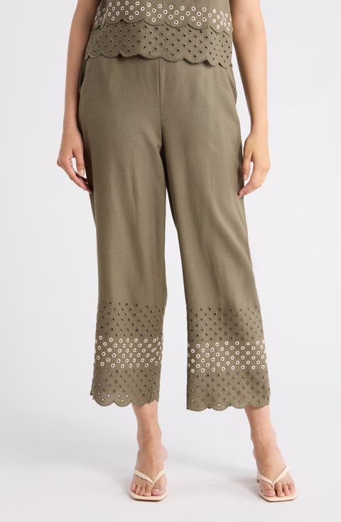 Eyelet Scallop Hem Pants