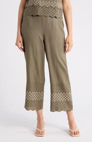 Ellen Tracy Eyelet Scallop Hem Pants