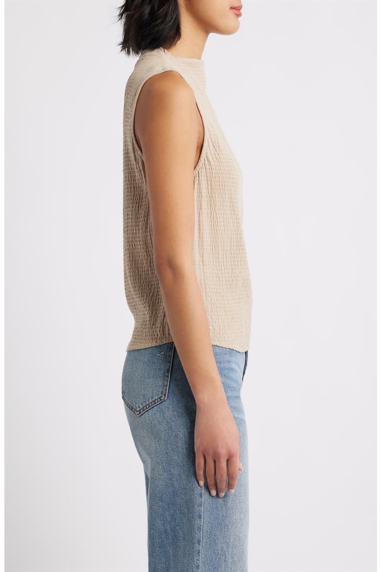Smocked Funnel Neck Top, Alternate, color, LIGHT OAK
