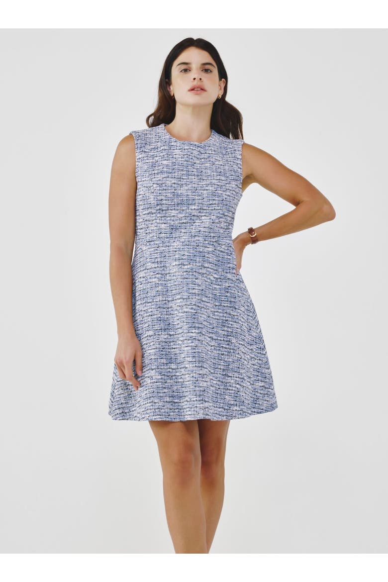 Sleeveless Cotton Tweed Dress, Alternate, color, Blue