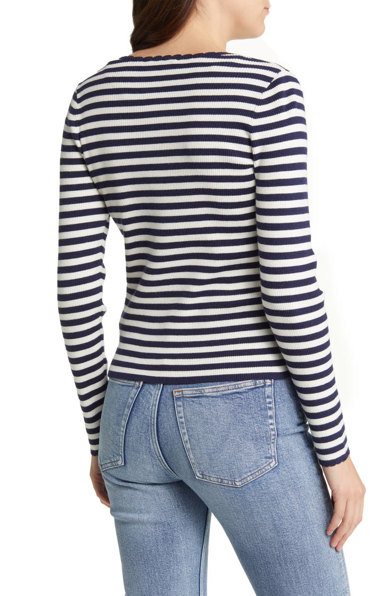 & Other Stories Stripe Wool & Cotton Blend Rib Cardigan, Alternate, color, 