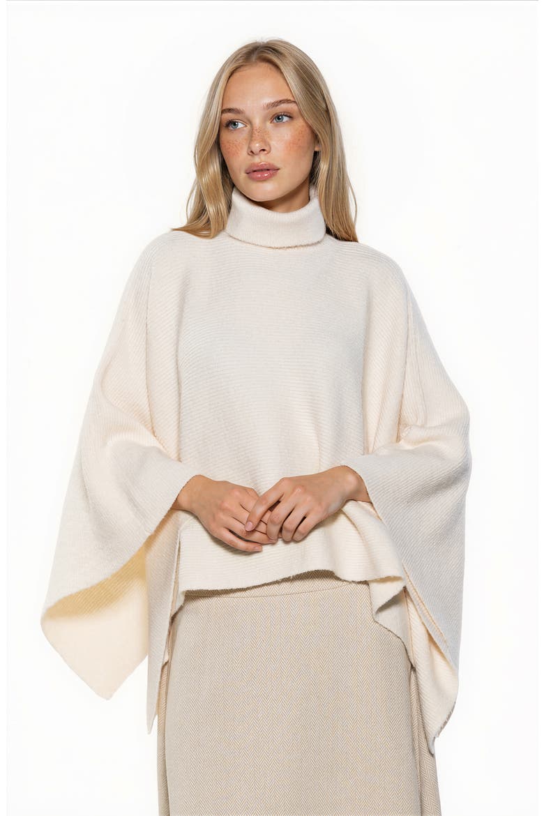 Jon Turtleneck Knit Cape Top, Alternate, color, IVORY