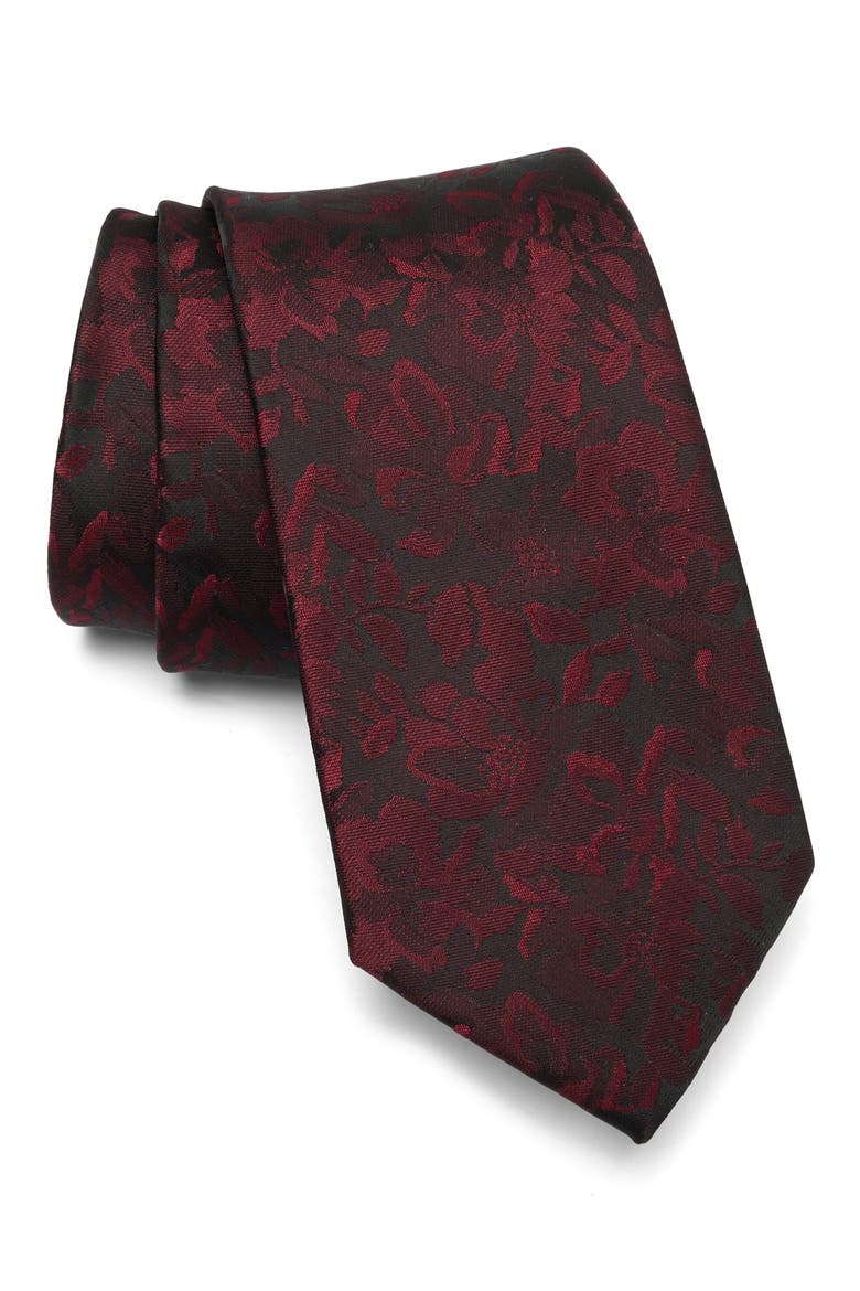 Merritt Floral Tie, Main, color, RED