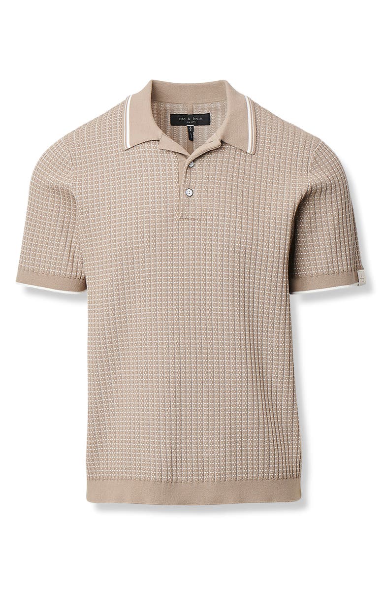 rag & bone Harvey Rib Polo Sweater, Alternate, color, Grey