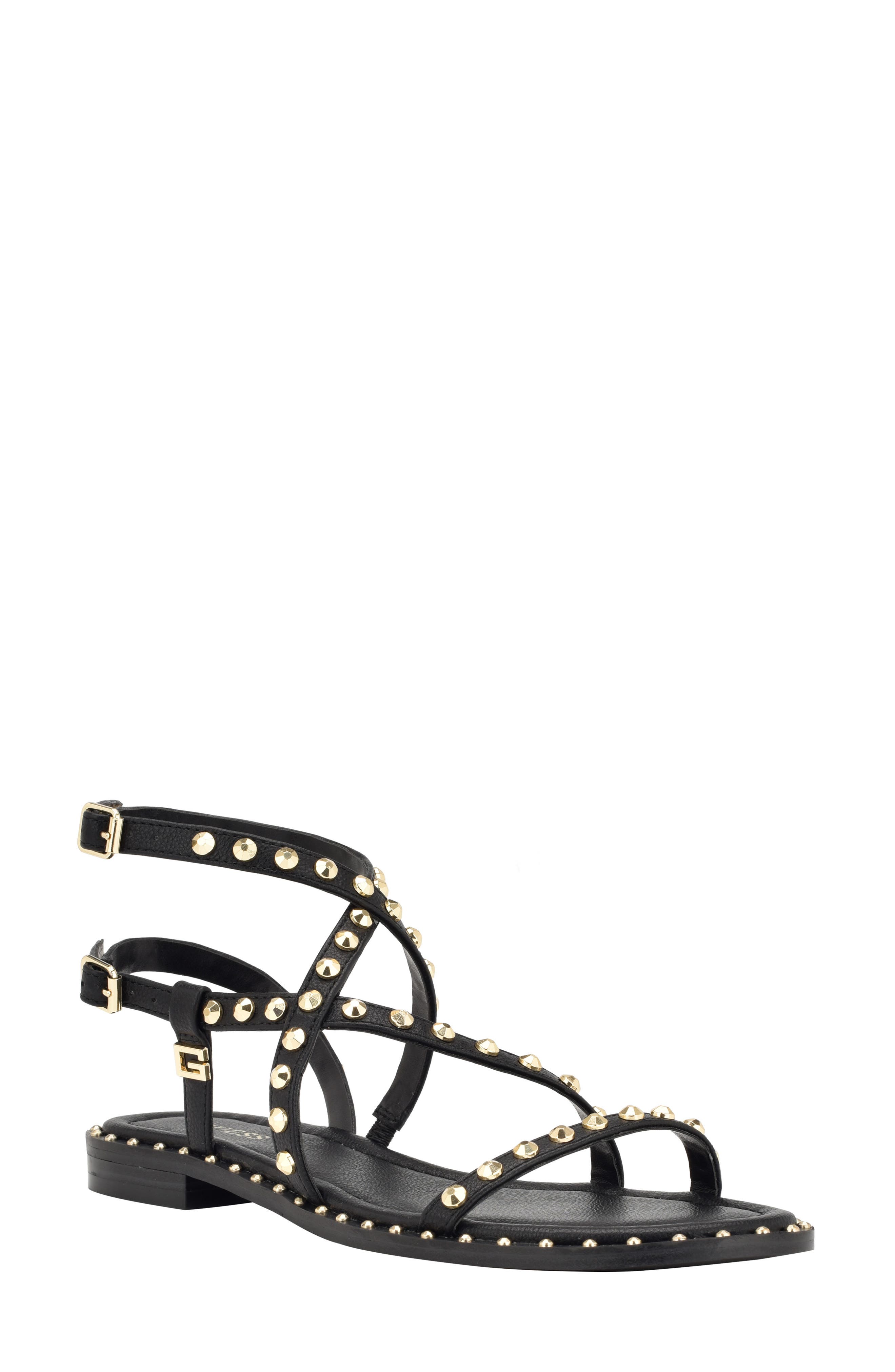 GUESS Yamara Studded Gladiator Sandal, Main, color, Black 001