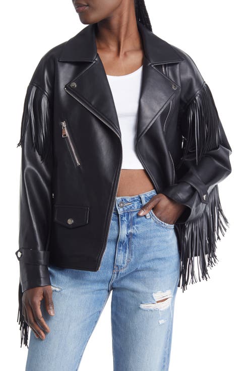 Fringe Faux Leather Jacket