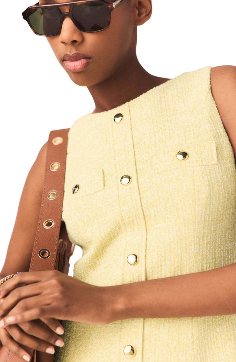 maje Short tweed dress, Alternate, color, Pale Yellow