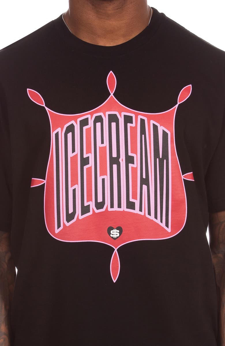 ICECREAM Emblem Cotton Graphic T-Shirt, Alternate, color, Black