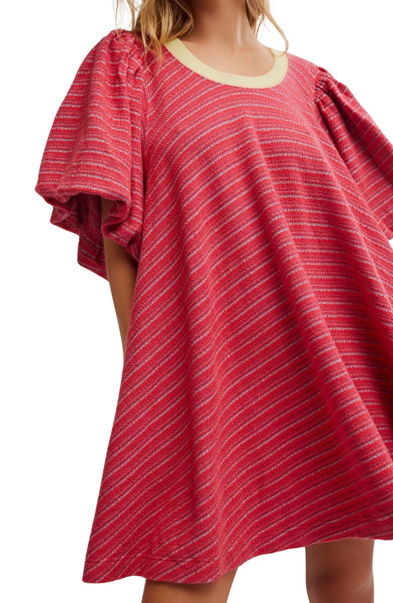 Free People Hudson Puff Sleeve Knit Dress, Alternate, color, Red Combo