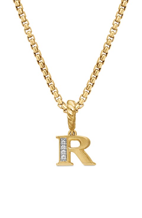 Pavé A Initial Pendant in 18K Yellow Gold with Diamonds