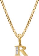 David Yurman Pavé A Initial Pendant in 18K Yellow Gold with Diamonds