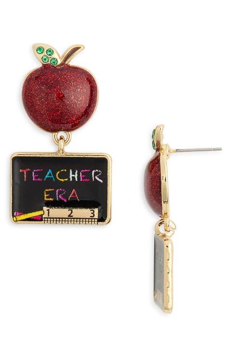 Apple & Chalkboard Drop Earrings