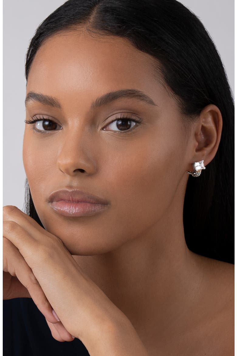 Small Glacier White Topaz Half Hoop Earrings, Alternate, color, WHITE TOPAZ