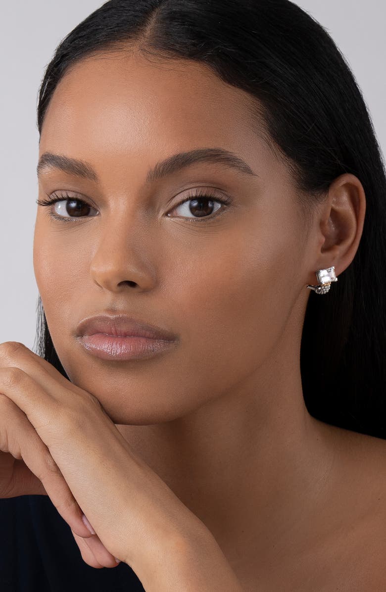 LAGOS Small Glacier White Topaz Half Hoop Earrings, Alternate, color, 