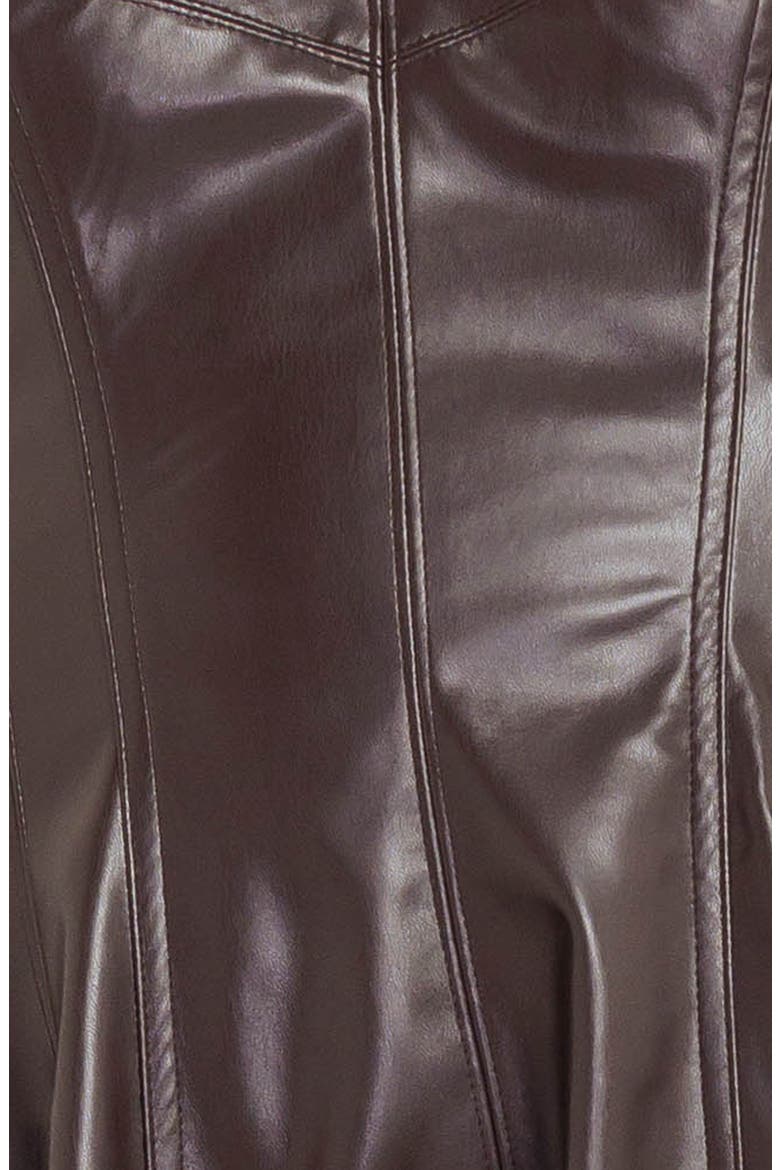 Strapless Faux Leather Midi Dress, Alternate, color, CHOCOLATE