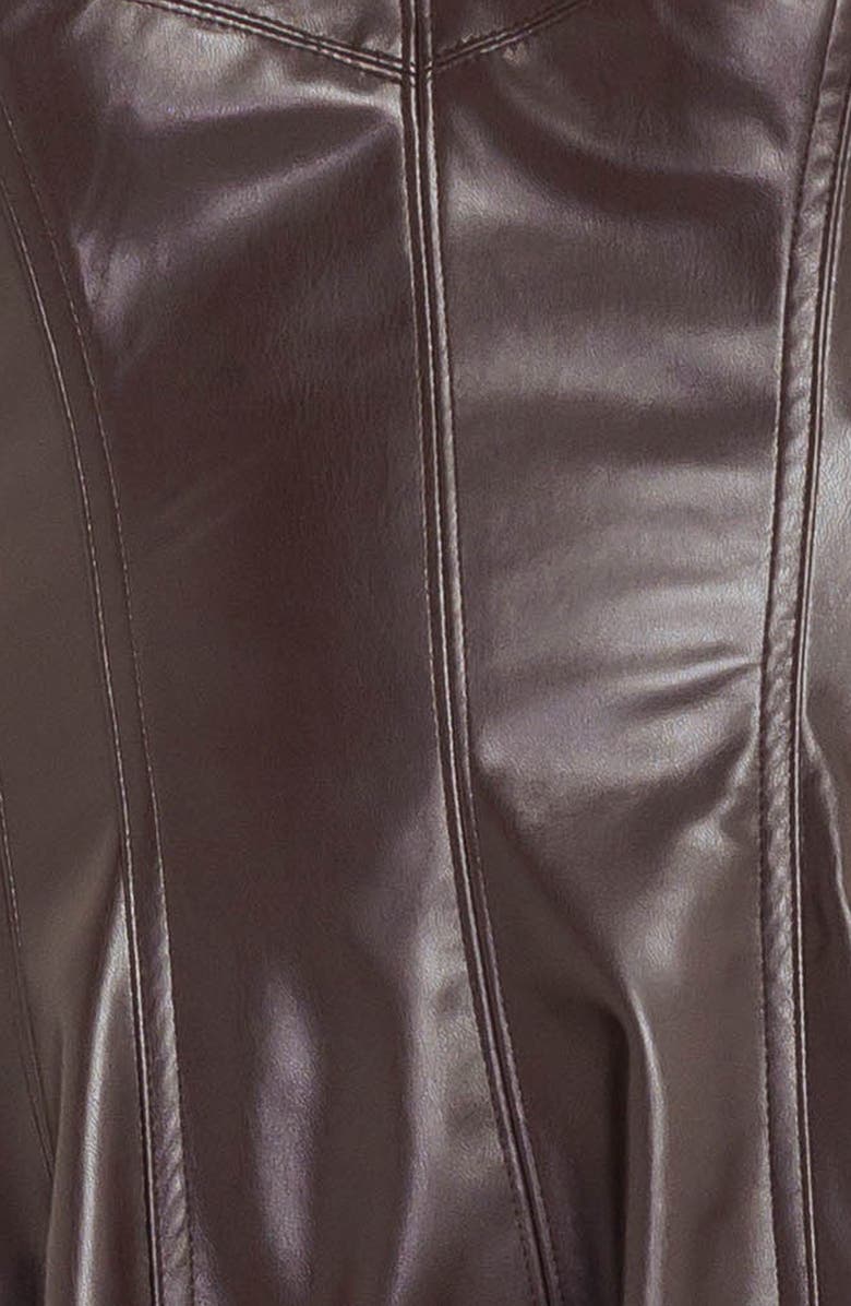 FREEMARKET Strapless Faux Leather Midi Dress, Alternate, color, Chocolate
