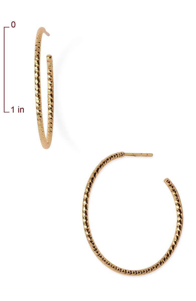 Argento Vivo Sterling Silver Argento Vivo Textured Hoop Earrings, Alternate, color, Gold Vermeil