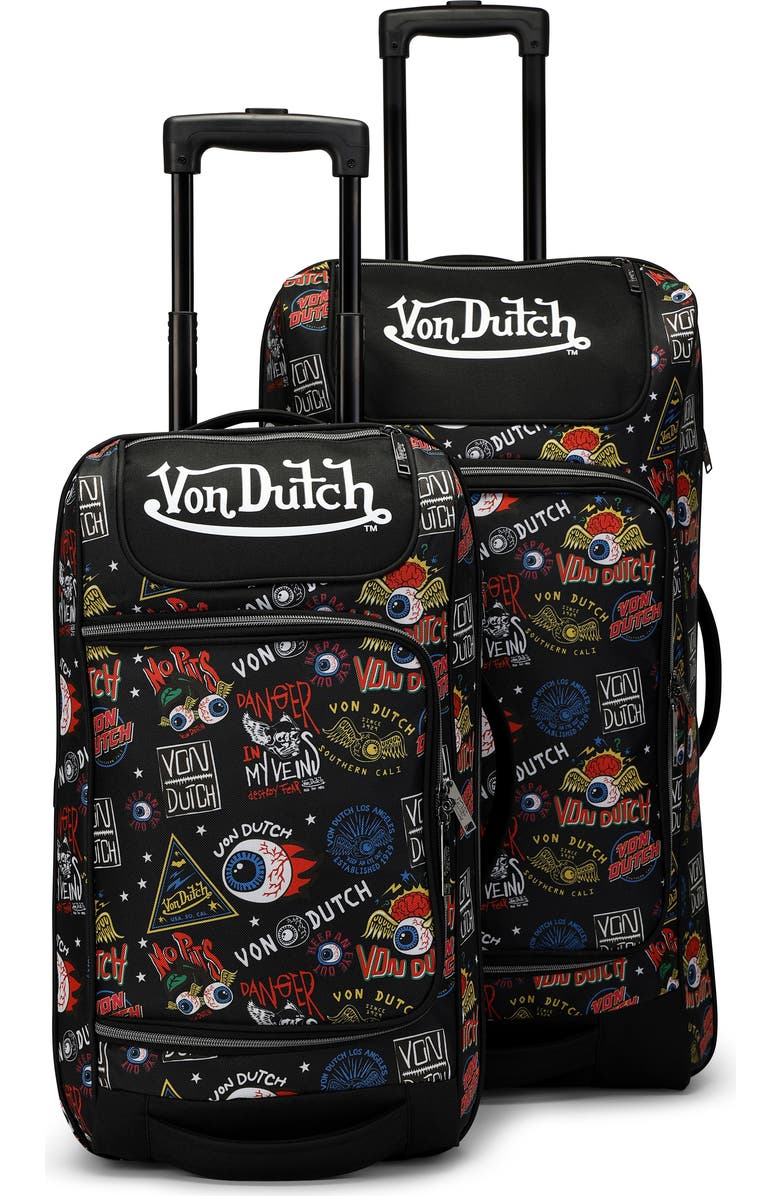 Von Dutch Jax Black Rolling Duffel 2-Piece Set, Main, color, Jax Black