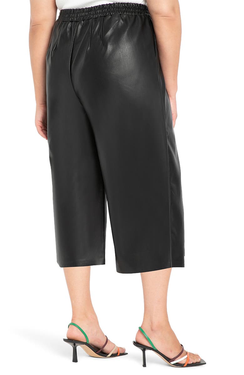 ELOQUII Faux Leather Culottes, Alternate, color, 
