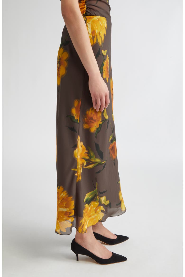Floral Chiffon Bias Cut Skirt, Alternate, color, CHOCOLATE MULTI