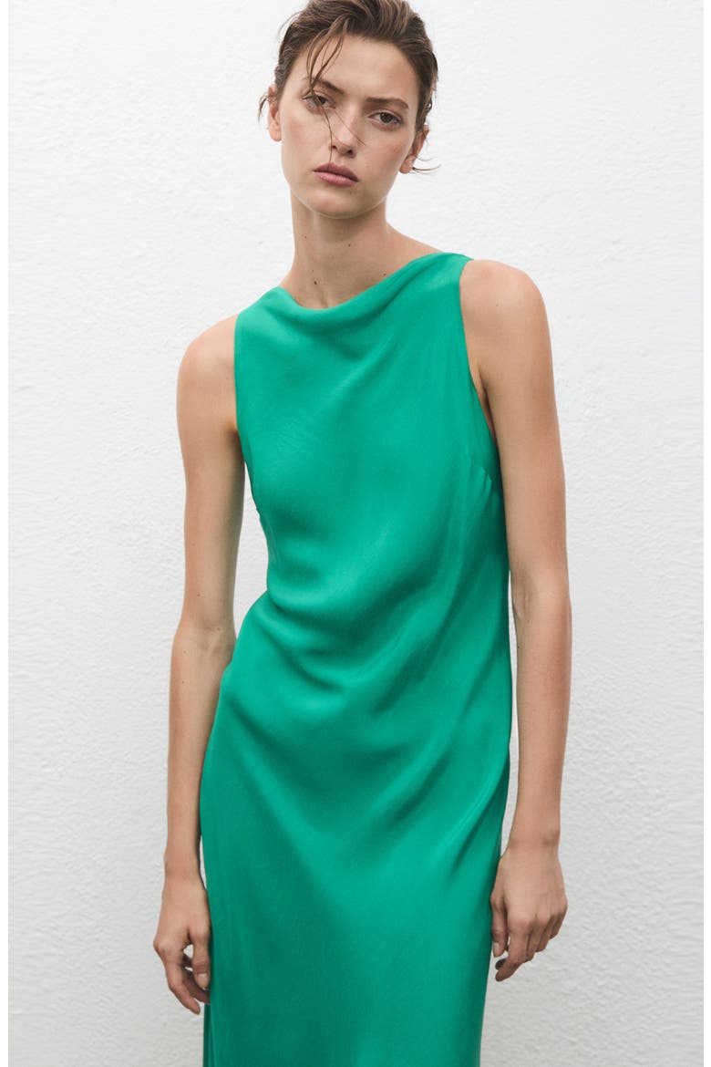 Sleeveless Satin Cocktail Dress, Main, color, GREEN